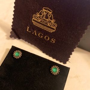 LAGOS Silver malachite earrings